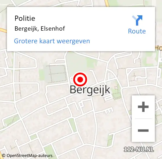 Locatie op kaart van de 112 melding: Politie Bergeijk, Elsenhof op 16 januari 2021 19:19