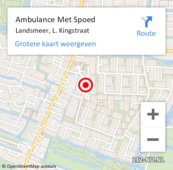 Locatie op kaart van de 112 melding: Ambulance Met Spoed Naar Landsmeer, L. Kingstraat op 16 januari 2021 19:20