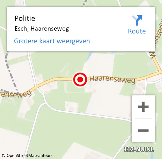 Locatie op kaart van de 112 melding: Politie Esch, Haarenseweg op 16 januari 2021 20:18