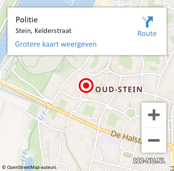 Locatie op kaart van de 112 melding: Politie Stein, Kelderstraat op 16 januari 2021 20:48