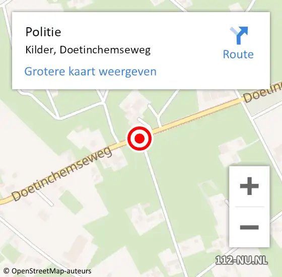 Locatie op kaart van de 112 melding: Politie Kilder, Doetinchemseweg op 16 januari 2021 21:56