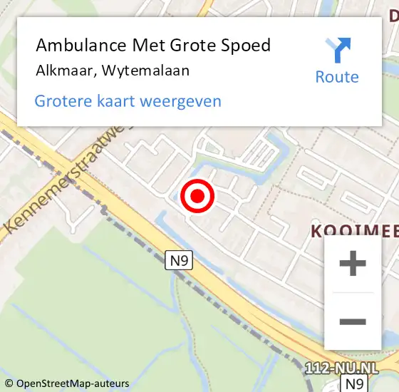 Locatie op kaart van de 112 melding: Ambulance Met Grote Spoed Naar Alkmaar, Wytemalaan op 16 januari 2021 22:23