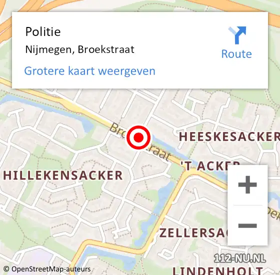 Locatie op kaart van de 112 melding: Politie Nijmegen, Broekstraat op 16 januari 2021 23:45