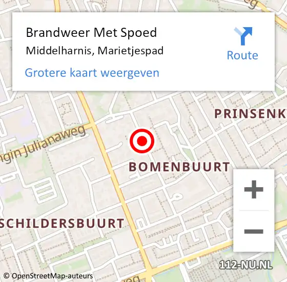 Locatie op kaart van de 112 melding: Brandweer Met Spoed Naar Middelharnis, Marietjespad op 17 januari 2021 00:20