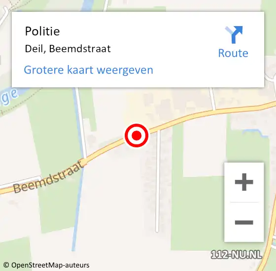 Locatie op kaart van de 112 melding: Politie Deil, Beemdstraat op 17 januari 2021 00:38