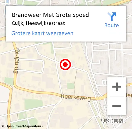 Locatie op kaart van de 112 melding: Brandweer Met Grote Spoed Naar Cuijk, Heeswijksestraat op 17 januari 2021 04:43