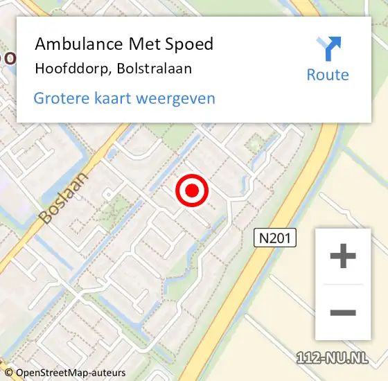 Locatie op kaart van de 112 melding: Ambulance Met Spoed Naar Hoofddorp, Bolstralaan op 17 januari 2021 07:14