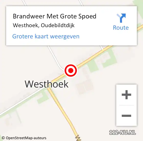 Locatie op kaart van de 112 melding: Brandweer Met Grote Spoed Naar Westhoek, Oudebildtdijk op 17 januari 2021 11:38