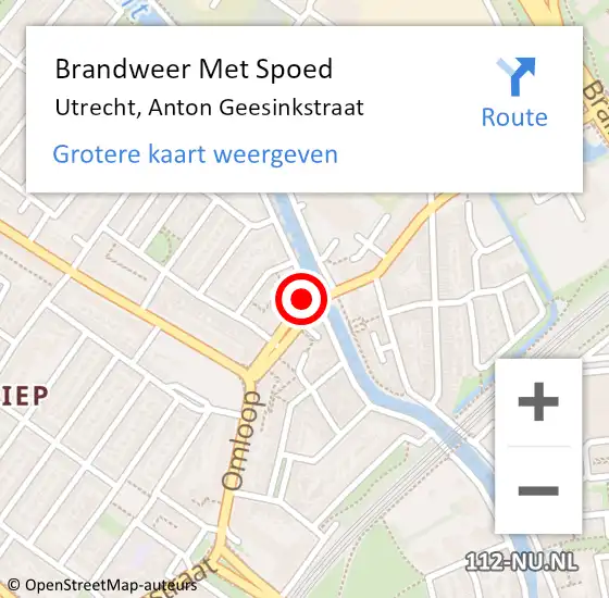 Locatie op kaart van de 112 melding: Brandweer Met Spoed Naar Utrecht, Anton Geesinkstraat op 17 januari 2021 11:41