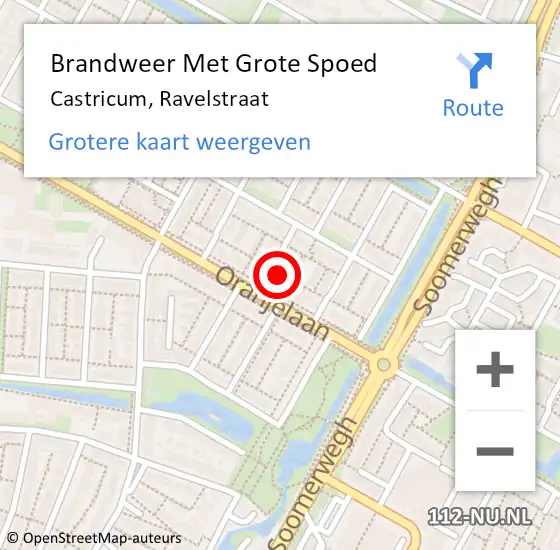 Locatie op kaart van de 112 melding: Brandweer Met Grote Spoed Naar Castricum, Ravelstraat op 30 mei 2014 21:59