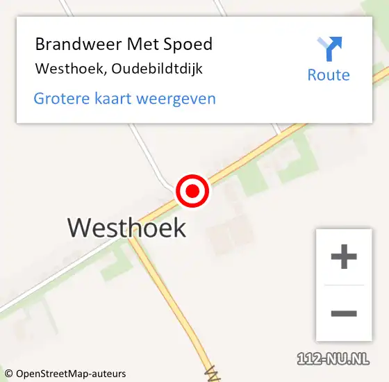 Locatie op kaart van de 112 melding: Brandweer Met Spoed Naar Westhoek, Oudebildtdijk op 17 januari 2021 12:23