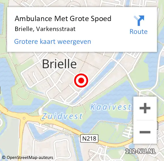 Locatie op kaart van de 112 melding: Ambulance Met Grote Spoed Naar Brielle, Varkensstraat op 17 januari 2021 12:58