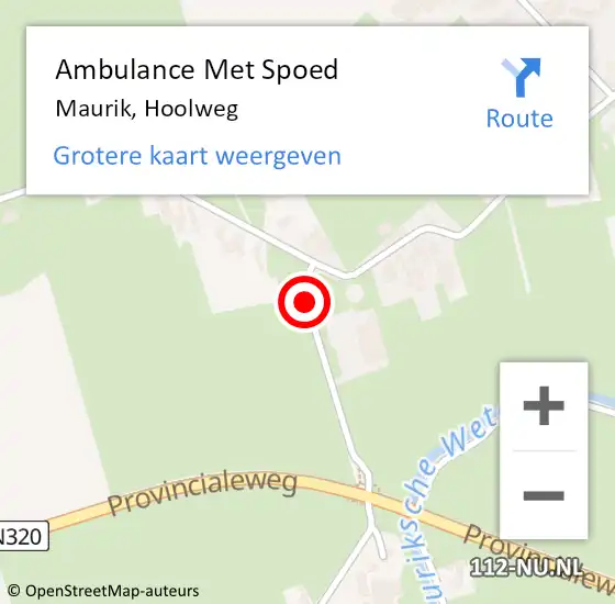 Locatie op kaart van de 112 melding: Ambulance Met Spoed Naar Maurik, Hoolweg op 17 januari 2021 13:23