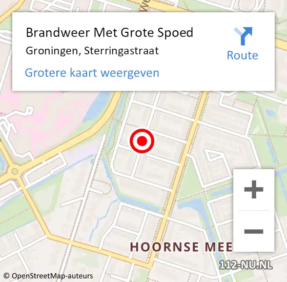 Locatie op kaart van de 112 melding: Brandweer Met Grote Spoed Naar Groningen, Sterringastraat op 17 januari 2021 13:40