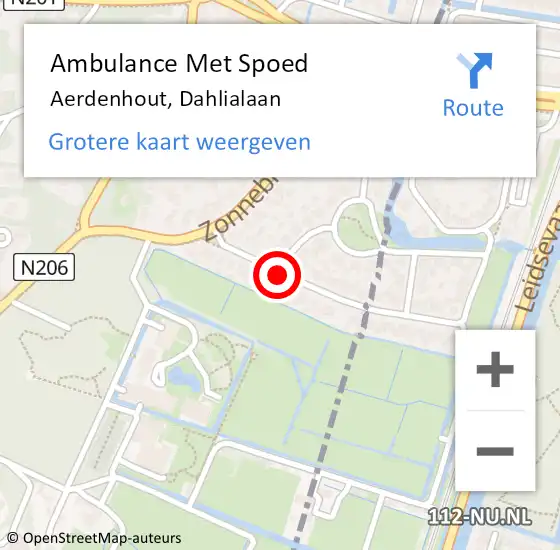 Locatie op kaart van de 112 melding: Ambulance Met Spoed Naar Aerdenhout, Dahlialaan op 17 januari 2021 15:07