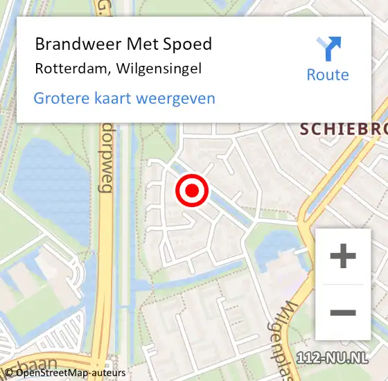 Locatie op kaart van de 112 melding: Brandweer Met Spoed Naar Rotterdam, Wilgensingel op 17 januari 2021 15:09