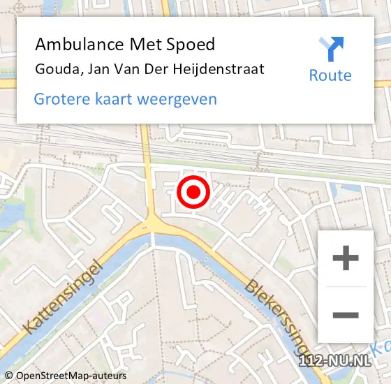 Locatie op kaart van de 112 melding: Ambulance Met Spoed Naar Gouda, Jan Van Der Heijdenstraat op 17 januari 2021 16:01