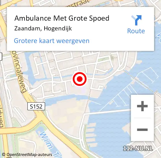 Locatie op kaart van de 112 melding: Ambulance Met Grote Spoed Naar Zaandam, Hogendijk op 17 januari 2021 16:21