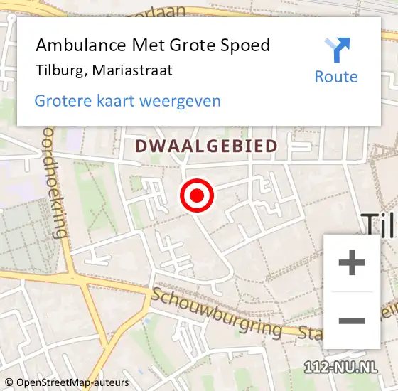 Locatie op kaart van de 112 melding: Ambulance Met Grote Spoed Naar Tilburg, Mariastraat op 3 oktober 2013 15:21