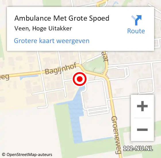 Locatie op kaart van de 112 melding: Ambulance Met Grote Spoed Naar Veen, Hoge Uitakker op 17 januari 2021 18:31