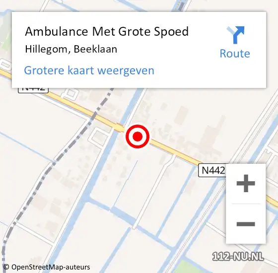 Locatie op kaart van de 112 melding: Ambulance Met Grote Spoed Naar Hillegom, Beeklaan op 17 januari 2021 18:58