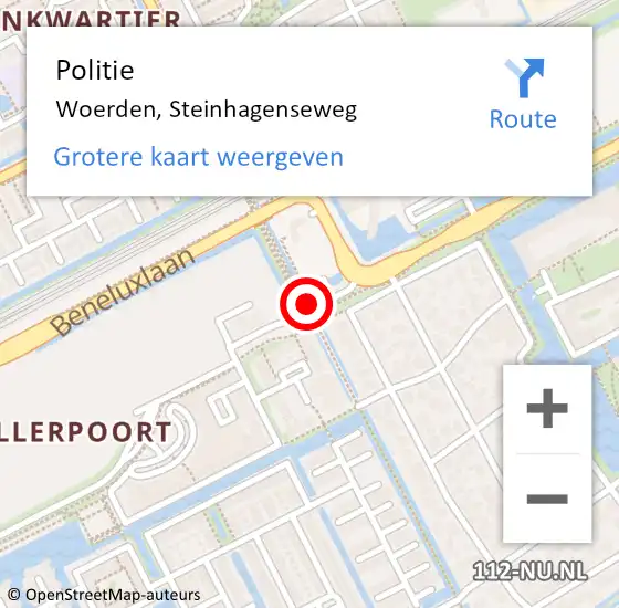 Locatie op kaart van de 112 melding: Politie Woerden, Steinhagenseweg op 17 januari 2021 19:07