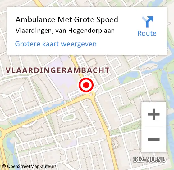 Locatie op kaart van de 112 melding: Ambulance Met Grote Spoed Naar Vlaardingen, van Hogendorplaan op 17 januari 2021 19:42