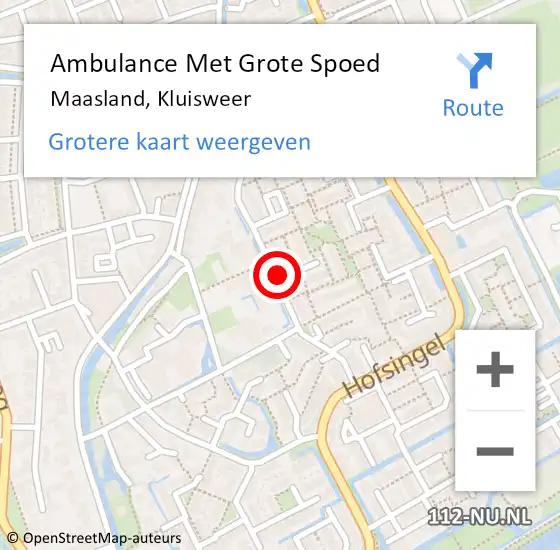 Locatie op kaart van de 112 melding: Ambulance Met Grote Spoed Naar Maasland, Kluisweer op 17 januari 2021 20:29