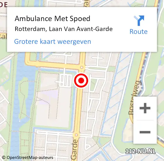 Locatie op kaart van de 112 melding: Ambulance Met Spoed Naar Rotterdam, Laan Van Avant-Garde op 17 januari 2021 20:52