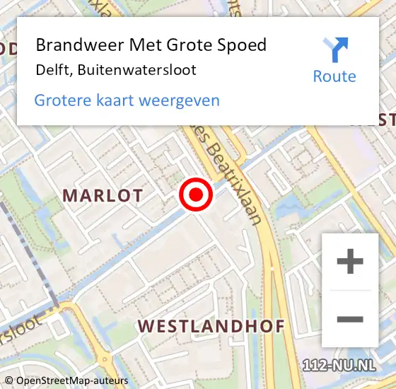 Locatie op kaart van de 112 melding: Brandweer Met Grote Spoed Naar Delft, Buitenwatersloot op 17 januari 2021 22:22