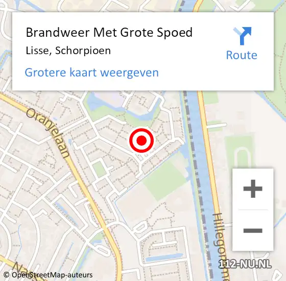 Locatie op kaart van de 112 melding: Brandweer Met Grote Spoed Naar Lisse, Schorpioen op 17 januari 2021 23:26