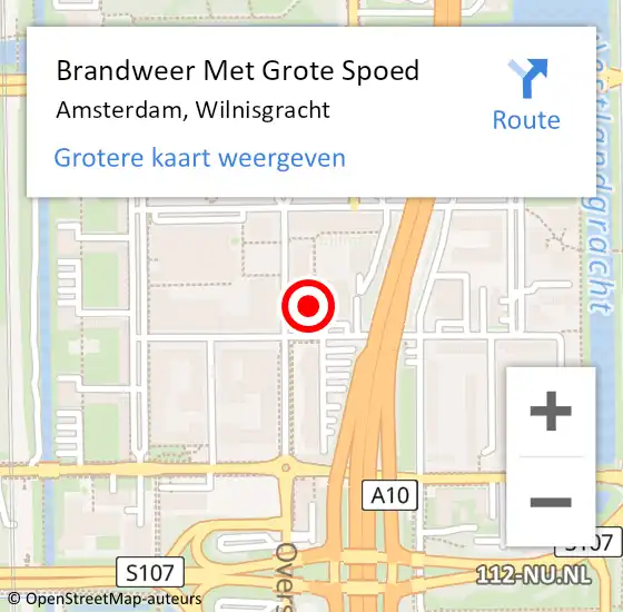Locatie op kaart van de 112 melding: Brandweer Met Grote Spoed Naar Amsterdam, Wilnisgracht op 17 januari 2021 23:39