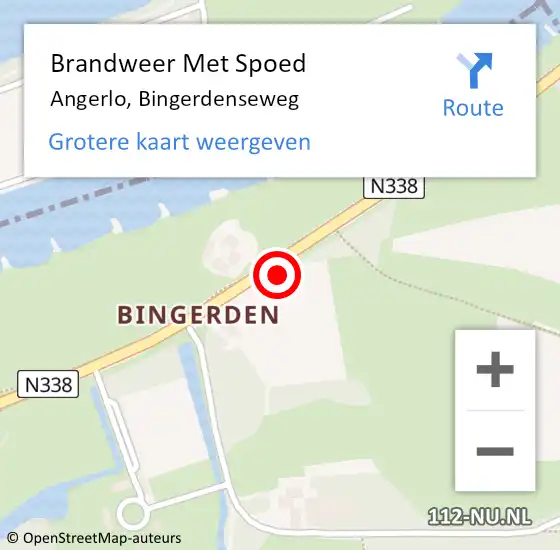 Locatie op kaart van de 112 melding: Brandweer Met Spoed Naar Angerlo, Bingerdenseweg op 18 januari 2021 00:59