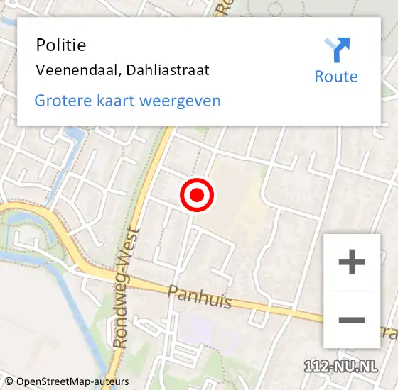 Locatie op kaart van de 112 melding: Politie Veenendaal, Dahliastraat op 18 januari 2021 01:13