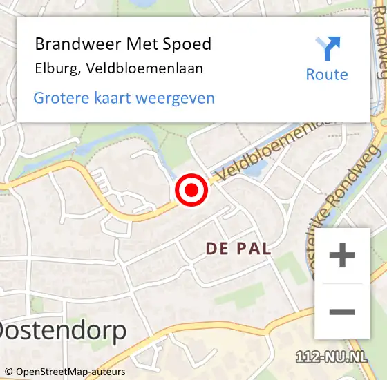 Locatie op kaart van de 112 melding: Brandweer Met Spoed Naar Elburg, Veldbloemenlaan op 18 januari 2021 02:22