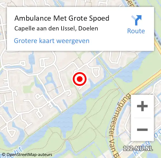 Locatie op kaart van de 112 melding: Ambulance Met Grote Spoed Naar Capelle aan den IJssel, Doelen op 18 januari 2021 05:41