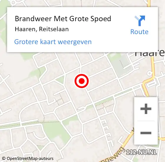 Locatie op kaart van de 112 melding: Brandweer Met Grote Spoed Naar Haaren, Reitselaan op 18 januari 2021 07:45