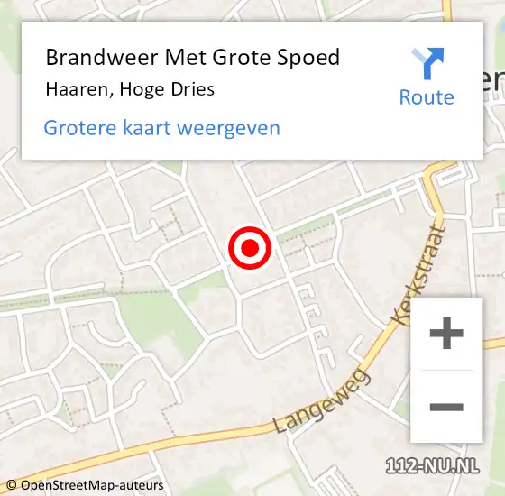 Locatie op kaart van de 112 melding: Brandweer Met Grote Spoed Naar Haaren, Hoge Dries op 18 januari 2021 08:01