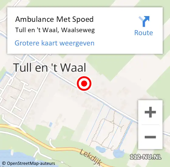 Locatie op kaart van de 112 melding: Ambulance Met Spoed Naar Tull en 't Waal, Waalseweg op 30 mei 2014 23:50