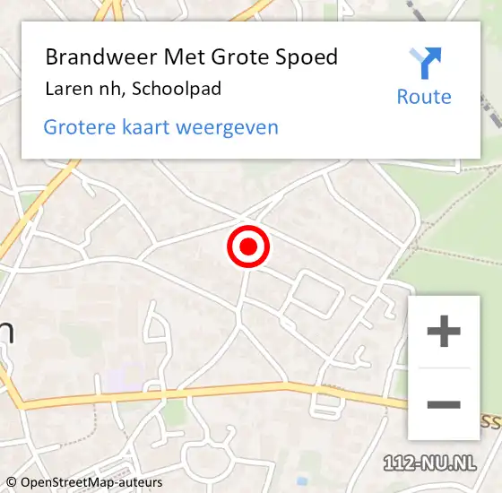 Locatie op kaart van de 112 melding: Brandweer Met Grote Spoed Naar Laren nh, Schoolpad op 18 januari 2021 08:58