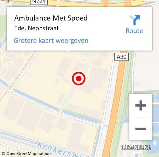 Locatie op kaart van de 112 melding: Ambulance Met Spoed Naar Ede, Neonstraat op 18 januari 2021 09:13