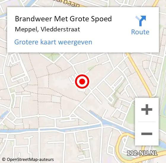 Locatie op kaart van de 112 melding: Brandweer Met Grote Spoed Naar Meppel, Vledderstraat op 30 mei 2014 23:58