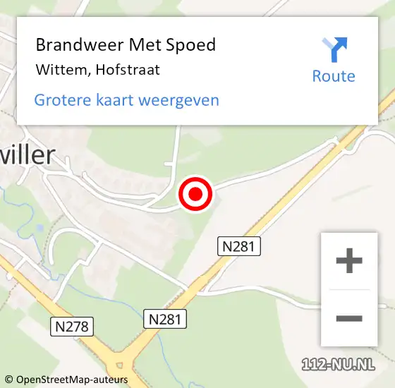 Locatie op kaart van de 112 melding: Brandweer Met Spoed Naar Wittem, Hofstraat op 18 januari 2021 09:56