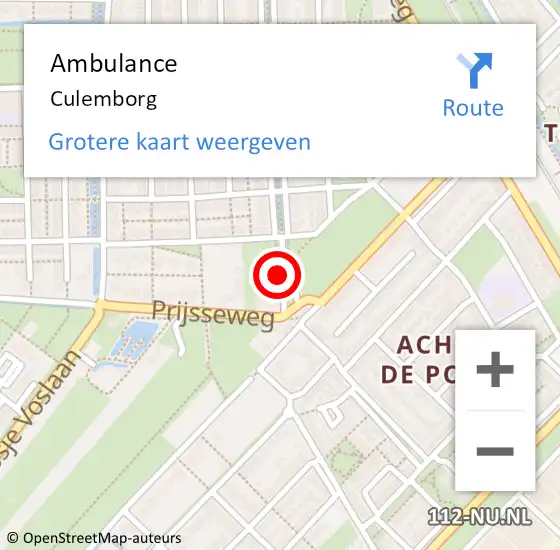 Locatie op kaart van de 112 melding: Ambulance Culemborg op 18 januari 2021 10:15