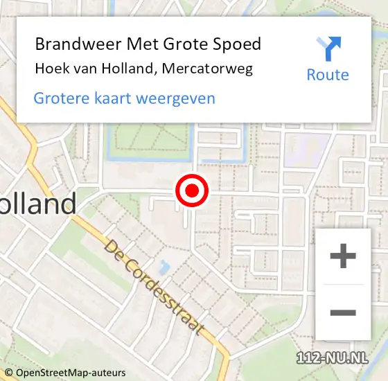 Locatie op kaart van de 112 melding: Brandweer Met Grote Spoed Naar Hoek van Holland, Mercatorweg op 18 januari 2021 10:27