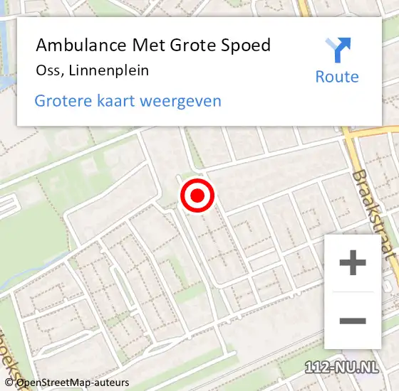 Locatie op kaart van de 112 melding: Ambulance Met Grote Spoed Naar Oss, Linnenplein op 18 januari 2021 10:31