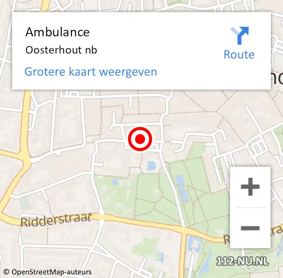 Locatie op kaart van de 112 melding: Ambulance Oosterhout nb op 18 januari 2021 11:17