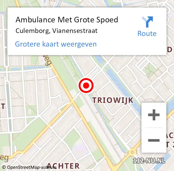 Locatie op kaart van de 112 melding: Ambulance Met Grote Spoed Naar Culemborg, Vianensestraat op 18 januari 2021 11:23
