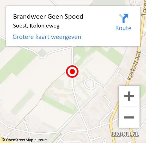 Locatie op kaart van de 112 melding: Brandweer Geen Spoed Naar Soest, Kolonieweg op 18 januari 2021 11:57