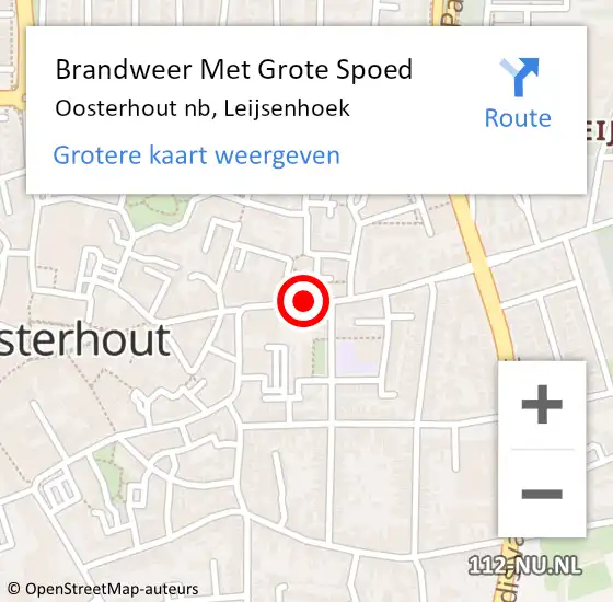 Locatie op kaart van de 112 melding: Brandweer Met Grote Spoed Naar Oosterhout nb, Leijsenhoek op 18 januari 2021 14:18